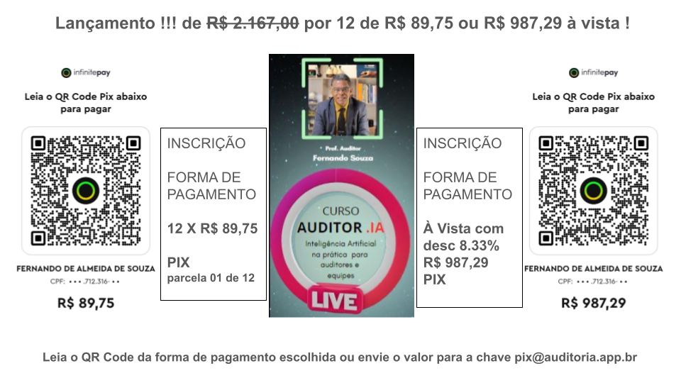 Oferta de Lançamento Curso Auditor.IA com opções de pagamento via PIX